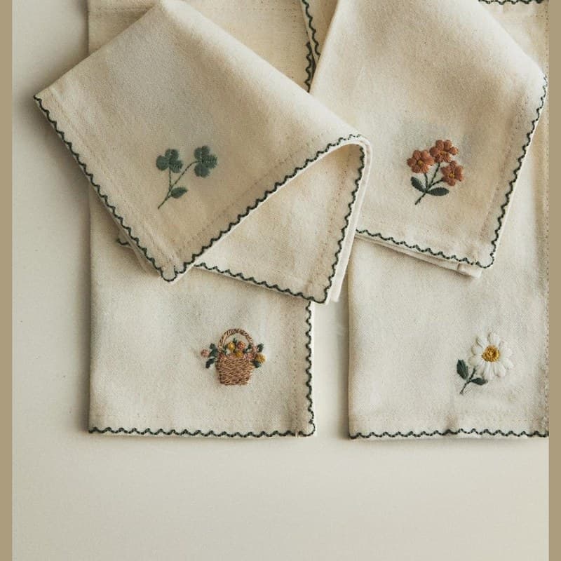 Conjunto de guardanapos com bordado floral (4 unidades)